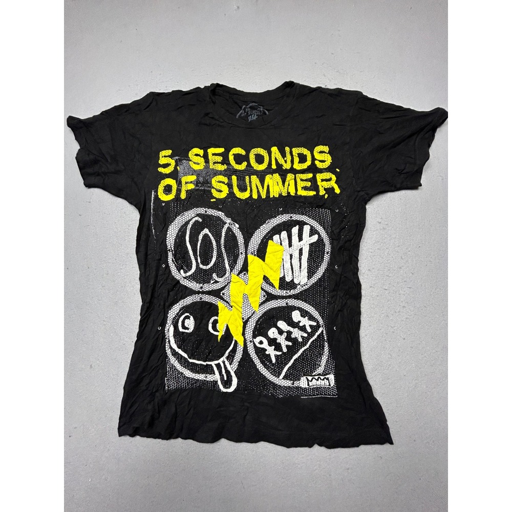5 Seconds of Summer Graphic T-Shirt 100% Cotton Black Medium Mens